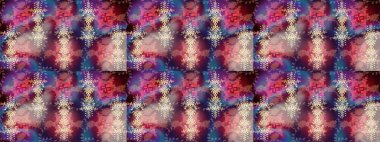 Mor, pembe ve nötr renklerde kar tanelerinden oluşan kış deseni. Kış konsepti Raster illüstrasyonu. Düz yatıyordu.