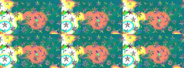 Mavi renklerde. Raster illüstrasyonu. Çiçekli güzel suluboya desen.