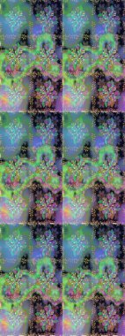 Çiçek kompozisyonu, el boyası, hassas şablon. Yeşil renkte manzaralı çiçek deseni. Üst manzara, yumuşak stil. Sevgililer günü ve tebrik kartı konsepti için şık bir davet.