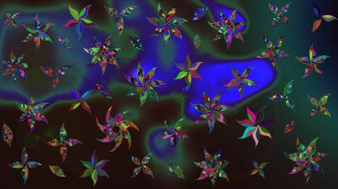 Gri ve mavi renkte çiçekler. Kumaş desenli papatya çiçekleri ayrıntıları.