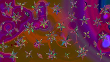 Çiçek deseni. Raster illüstrasyonu. Chichi 'nin kumaş kalıbını çiz. Renkli Bahar Teması eskiz kalıbı. Düz Çiçek Elementleri Tasarımı.