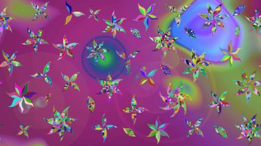 Mor ve yeşil üzerine çiçekler. Eskiz arkaplan modeli. Suluboya, elle çizilmiş. Raster stoku.