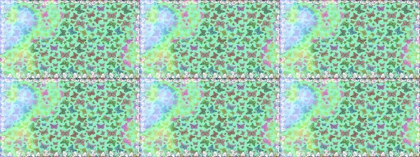 Raster illüstrasyonu. Kumaş, tekstil, baskı ve davetiye için arka plan. Kusursuz desen. Mavi renkteki güzel renkli kelebekler.