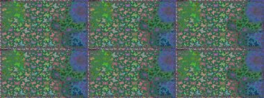 Kumaş, tekstil, baskı ve davetiye için arka plan. Mavi renkli resimler. Suluboya soyut parlak desenli kelebek kanatları, retro renkler.