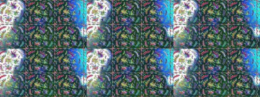 Raster. Zarif, parlak ve eskiz mavi, yeşil ve nötr çiçek desenli tasarım. Sabıka baskıları, bebek kıyafetleri, duvar kâğıtları, paket kutuları vb..