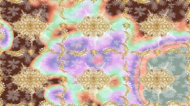 Klasik Raster Golden eskiz kalıbı. Geleneksel oryantasyon süsü. Tarafsız renklerde altın elementlerle çizim. Klasik vintage arkaplan.