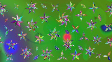 Raster illüstrasyonundaki çiçek desenli çizim. Renkli çiçekler.