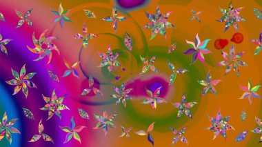 Yapraklı çizim şekli. Şirin, zarif çiçekler Raster illüstrasyonu. Poster ya da kapak için arka plan. Tekstil için figür. Davetiye ve kartpostal tasarımı için dekoratif çiçek unsurları.