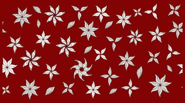 Moda baskıları için zarif bir şablon. Modern çiçek arkaplanı. Kırmızı ve nötr renklerde yapraklar ve parlak renkli çiçeklerle muhteşem bir çiçek deseni. Halk stili.