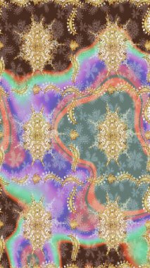 Klasik raster şablonu. Tekrarlayan ögelerle soyut arkaplan çiz. Tarafsız ve altın desenli.