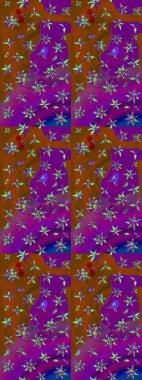 Mor ve kahverengi lale çiçekleriyle Raster eskiz deseni. Karşılama ya da düğün geçmişi olarak kullanılabilir. Paket kağıdı için en iyisi. Doğal kozmetik ürünleri, parfüm, çiçekçi dükkanı için bahar ihalesi tasarımı.