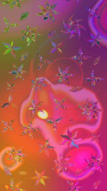 Renkli Bahar Teması eskiz kalıbı. Sevimli çiçek raster deseni. Pembe ve mor renkli çiçekler. Düz Çiçek Elementleri Tasarımı.