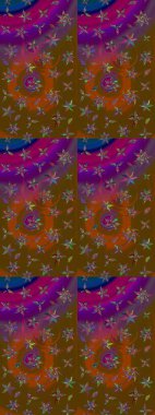 Kahverengi ve mor renklerde karalamalar çizilmiş çiçek deseni. Raster illüstrasyonu.