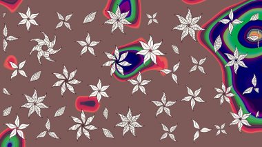 Renkli Bahar Teması eskiz kalıbı. Kahverengi ve nötr renklerde çiçekler. Sevimli çiçek raster deseni. Düz Çiçek Elementleri Tasarımı.