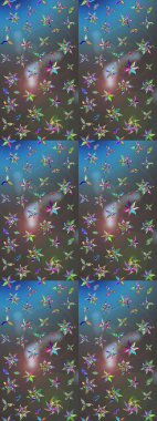 Sevimli çiçek raster deseni. Mavi ve gri renkte çiçekler. Düz Çiçek Elementleri Tasarımı. Renk Bahar Teması eskiz şablonu.