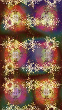 Kış kartı Mutlu Noeller, Yeni Yıl ve Mutlu Tatil Raster çizimleri. Kahverengi, yeşil ve nötr kar tanelerinin olduğu Noel kartı kahverengi, yeşil ve nötr renklerde. Kar taneleri arkaplanı.