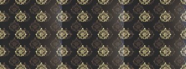 Gri, kahverengi ve bej renklerde altın tekrarlayan elementlerle soyut arkaplan. Kusursuz oryantal klasik altın desen.