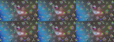 Sevimli çiçek raster deseni. Düz Çiçek Elementleri Tasarımı. Mavi ve gri renkte çiçekler. Renk Bahar Teması eskiz şablonu.