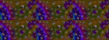 Düz Çiçek Elementleri Tasarım Raster illüstrasyonu. Kahverengi ve yeşil renkli çiçekler. Renkli Bahar Teması çizim kalıbı. Çiçekli çiçek deseni, suluboya..