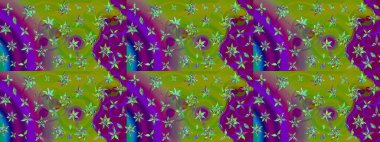 Raster illustration. Sketch floral pattern with flowers, watercolor. Flowers on green and purple colors. Colour Spring Theme sketch pattern Background. Flat Flower Elements Design.