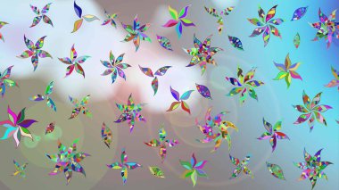 Güzel eskiz şekli. Raster çiçekli arka plan. Yazdır. Güzel kumaş deseni. Renkli Yaz Temalı eskiz kalıbı. Düz Çiçek Elementleri Tasarımı.