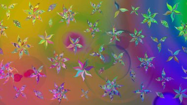 Elle boyanmış suluboya resim çizimleri, çiçekler ve bitkiler. Yeşil ve kahverengi renkte çiçekler.