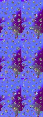 Düz Çiçek Elementleri Tasarımı. Raster illüstrasyonundaki çiçek desenli çizim. Renkli Bahar Teması eskiz kalıbı. Güzel kumaş deseni.