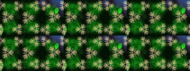 Yeşil ve mavi renkte çiçekler. Raster illüstrasyonu. Çizim çiçek deseni duvar kağıdı için kullanılabilir.