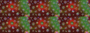 Renkli Bahar Teması eskiz kalıbı. Raster illüstrasyonu. Şirin çiçek elementleri. Taslak desenli, modaya uygun kumaş deseni. Düz Çiçek Elementleri Tasarımı.