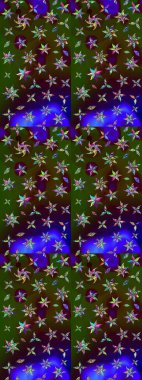 Elle çizilmiş çiçek desenli Raster çizimi. Çocuksu tasarım. Tekstil, kumaş, ambalaj, hatıra defteri için hoş bir çiçek arkaplanı. Kahverengi ve yeşil arkaplanda.