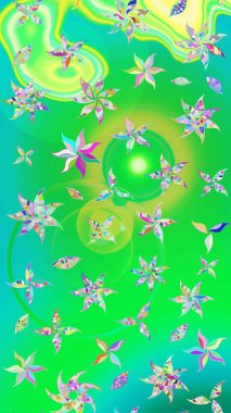 Çiçek arkaplan. -yeşil ve mavi çiçekler. Çiçek kolajı. Çiçek kompozisyonu. Doğa. Raster deseni. Küçük çiçekte güzel desen var..