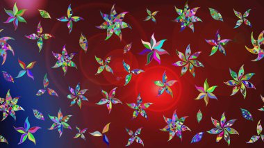 Raster illüstrasyonu. Çiçek deseni. Renkli Bahar Teması eskiz kalıbı. Düz Çiçek Elementleri Tasarımı. Chichi kumaş deseni çiz.