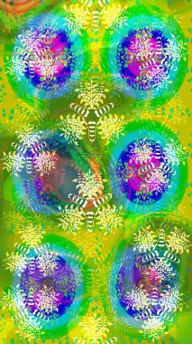 Çiçekli karalama şeklinde Raster çiçek deseni. Yeşil renkli çiçekler. Nazik, narin çiçek arkaplanı.