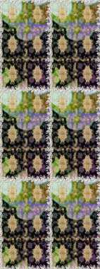 Kusursuz raster arka plan. Çiçek deseni. Duvar kâğıdı barok, İspanyol kumaşı. Şık bir grafik desen. Kahverengi ve bej renklerdeki altın elementler.