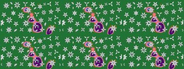 Raster illüstrasyonu. Renkli çizim kalıbı. Çiçek duvar kâğıdı. Çiçek arkaplan. Yeşil ve nötr renklerde şirin tekstil.