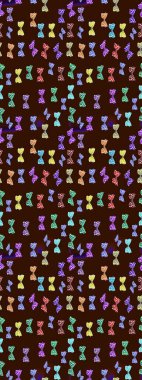 Tekrarlanan karalamalar. Mistik, semboller. Renk çizimi kalıbı. Kahverengi ve nötr arkaplanda el çizimi.