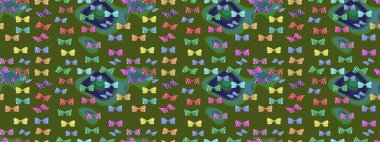 Robot resim. Kumaş, kağıt, ambalaj kâğıdı ve duvar kağıdı tasarımı için harika bir arka plan. Raster. Kelebek deseni yeşil ve mavi.