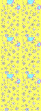 Raster illüstrasyonundaki çiçek desenli çizim. Suluboya tarzında sarı ve beyaz renkte çiçekler.