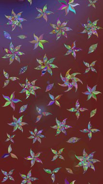 Çiçek desenli eskiz, yaz çiçekleri. Kahverengi ve mor renkli çiçekler. Renkli Bahar Teması eskiz kalıbı. Düz Çiçek Elementleri Tasarımı.