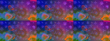 Manzaralı çiçek deseni. Çiçek kompozisyonu, el boyası, hassas şablon. Sevgililer günü ve tebrik kartı konsepti için şık bir davetiye. Üst görünüm, yumuşak mavi ve mor renk.