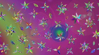 Modern çiçek arkaplanı. Halk tarzı. Moda baskıları için zarif bir şablon. Parlak renkli çiçekleri ve mor ve yeşil renkli yaprakları olan muhteşem bir çiçek deseni..