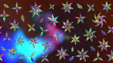 Kahverengi ve mavi renklerde. Güzel kumaş deseni. Raster illüstrasyonundaki çiçek desenli çizim. Raster illüstrasyonu.