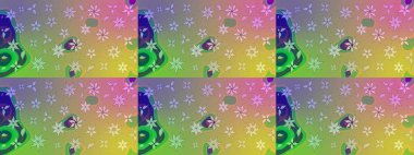 Şirin çiçek elementleri. Raster illüstrasyonu. Renkli Bahar Teması eskiz kalıbı. Taslak desenli, modaya uygun kumaş deseni. Düz Çiçek Elementleri Tasarımı.