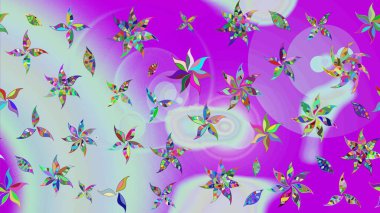 Tarafsız ve mor renkli çiçekler. Çiçekli çiçek deseni, suluboya. Düz Çiçek Elementleri Tasarımı. Renkli Bahar Teması eskiz kalıbı. Raster illüstrasyonu.