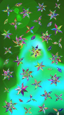 Çiçek ve yapraklı çiçek deseni. Küçük çiçekli şirin bir desen. Raster illüstrasyonu.