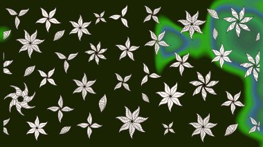 Bir sürü gri ve yeşil soyut çiçekli tropik eskiz deseni. Varicologray ve yeşil raster çizimi. Küçük çiçekte sevimli çiçek deseni var..