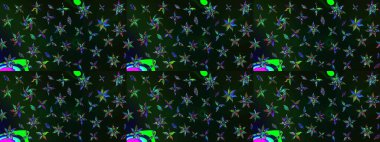 Tekstil için suluboya eskiz deseni. Şirin çiçekli, desenli, gri ve siyah renkli renkli bir eskiz. El çizimi çiçek çizimi deseni (fayans)).