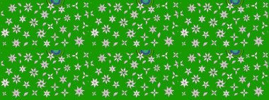 Hediye ambalaj kağıdı, tebrik kartları, posterler ve pankart tasarımı. Yeşil ve nötr renklerde çiçekler. Raster düz çiçek çizim deseni.