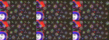 Güzel kumaş deseni. Güzel karalamalı çiçek desenli çizim. Raster illüstrasyonu. Küçük çiçekte sevimli çiçek deseni var..