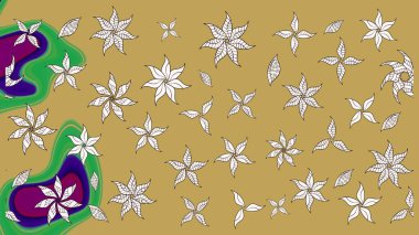 Çiçekli karalama şeklinde Raster çiçek deseni. Yumuşak, bahar çiçekli arka plan. Sarı ve nötr renkte çiçekler.